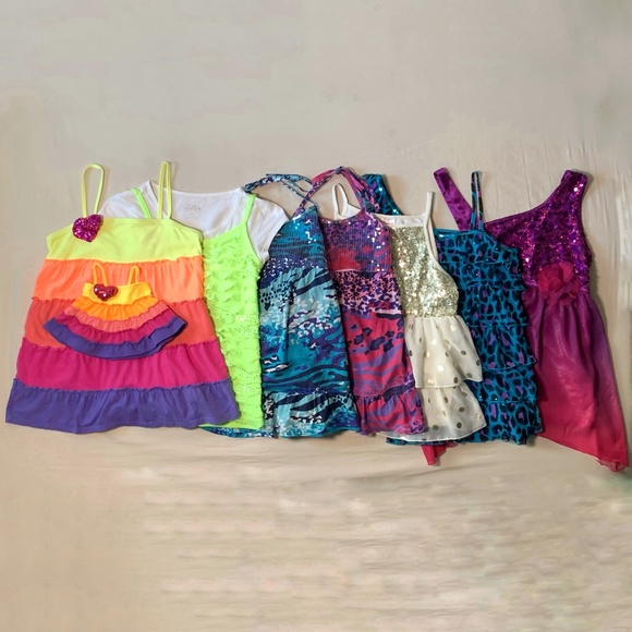 8Pc Justice + Build-A-Bear Girls Sequins, Glitter Tops Bundle Lot Sizes 10-16 - Picture 1 of 16